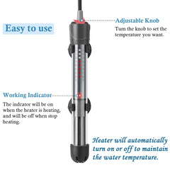 HITOP calentador de acuario 50W con ajuste de 68–93 °F para temperatura estable.