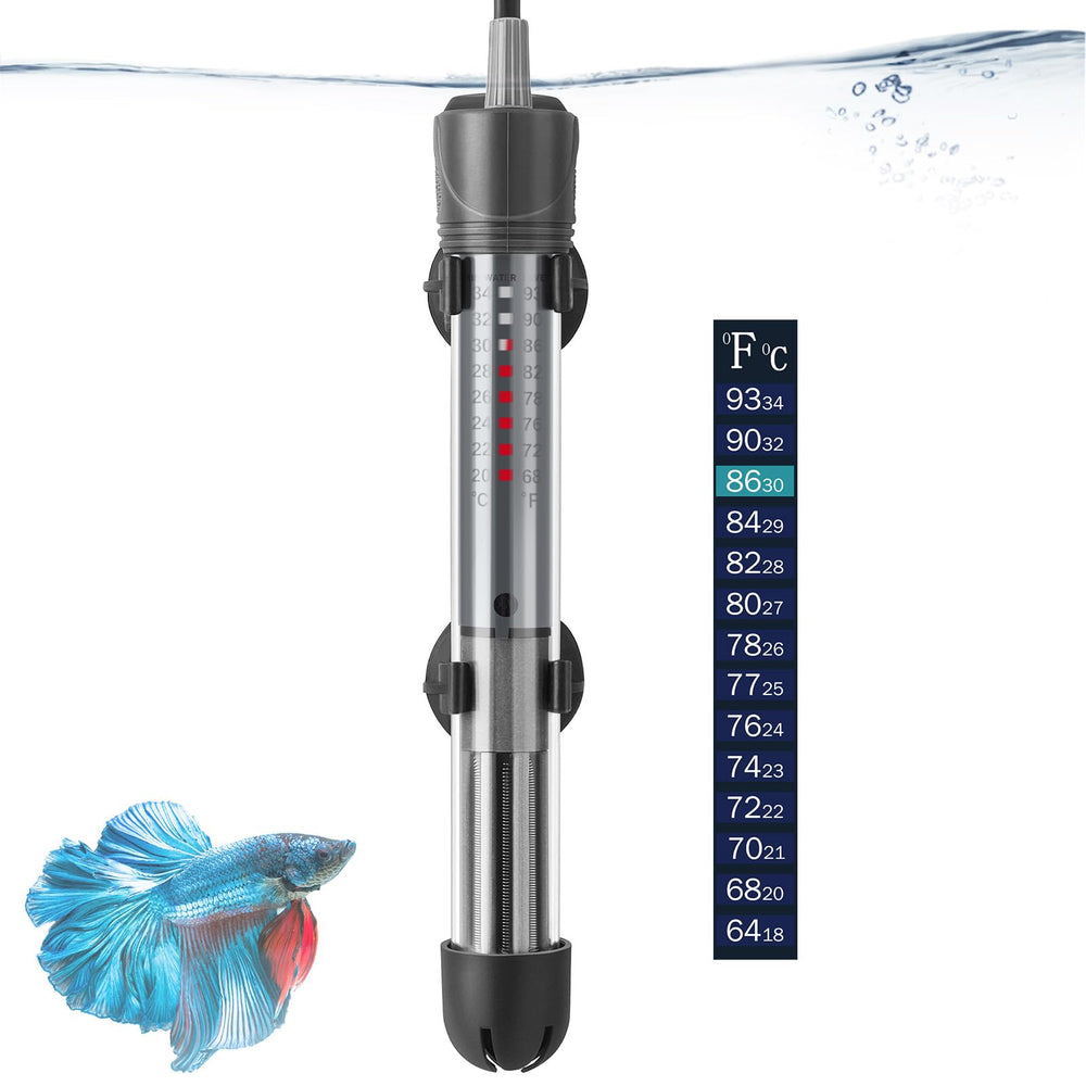 HITOP calentador de acuario 50W con longitud de 7,2 pulgadas, ideal para acuarios pequeños.