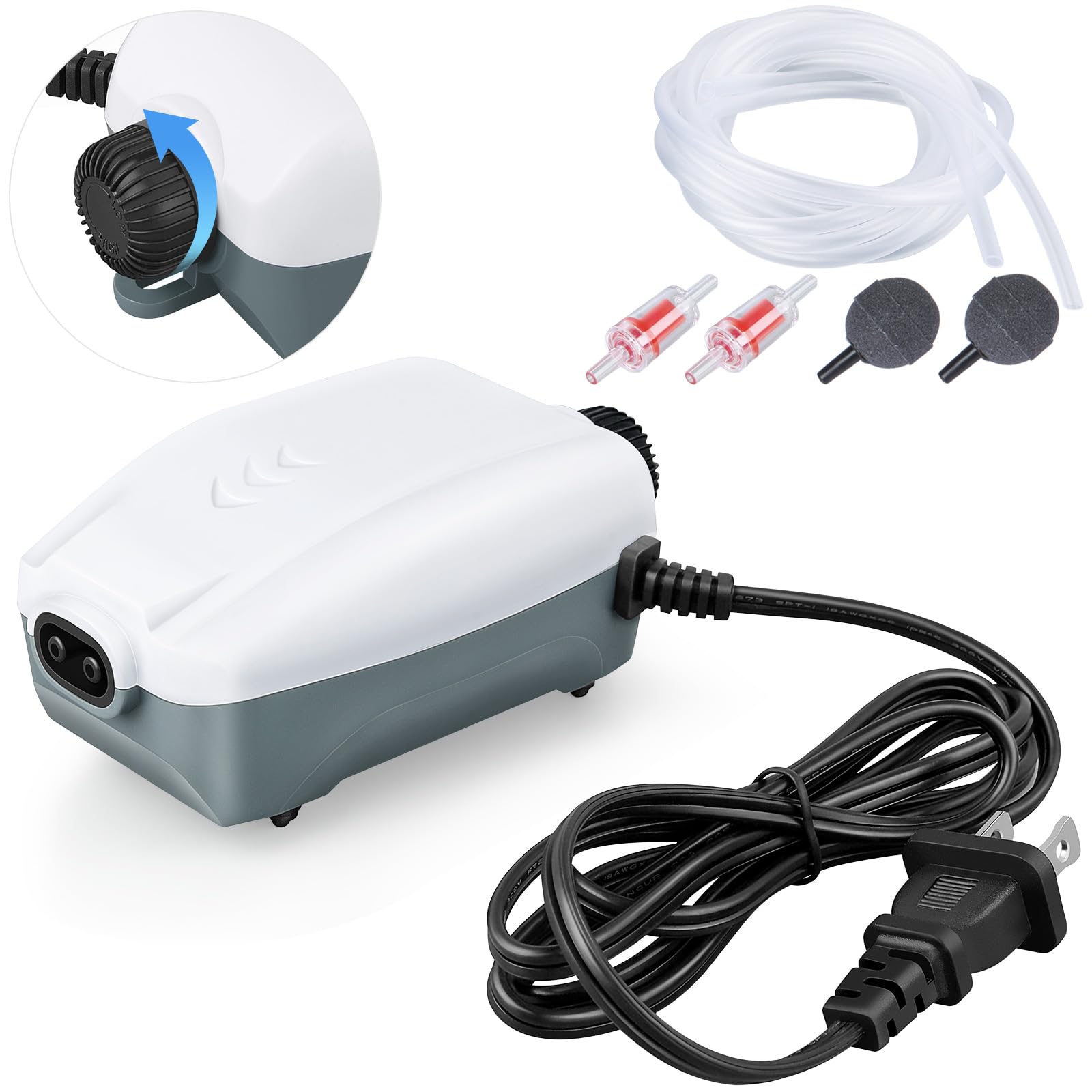 HITOP dual-outlet aquarium air pump with quiet operation for peaceful fish tanks.