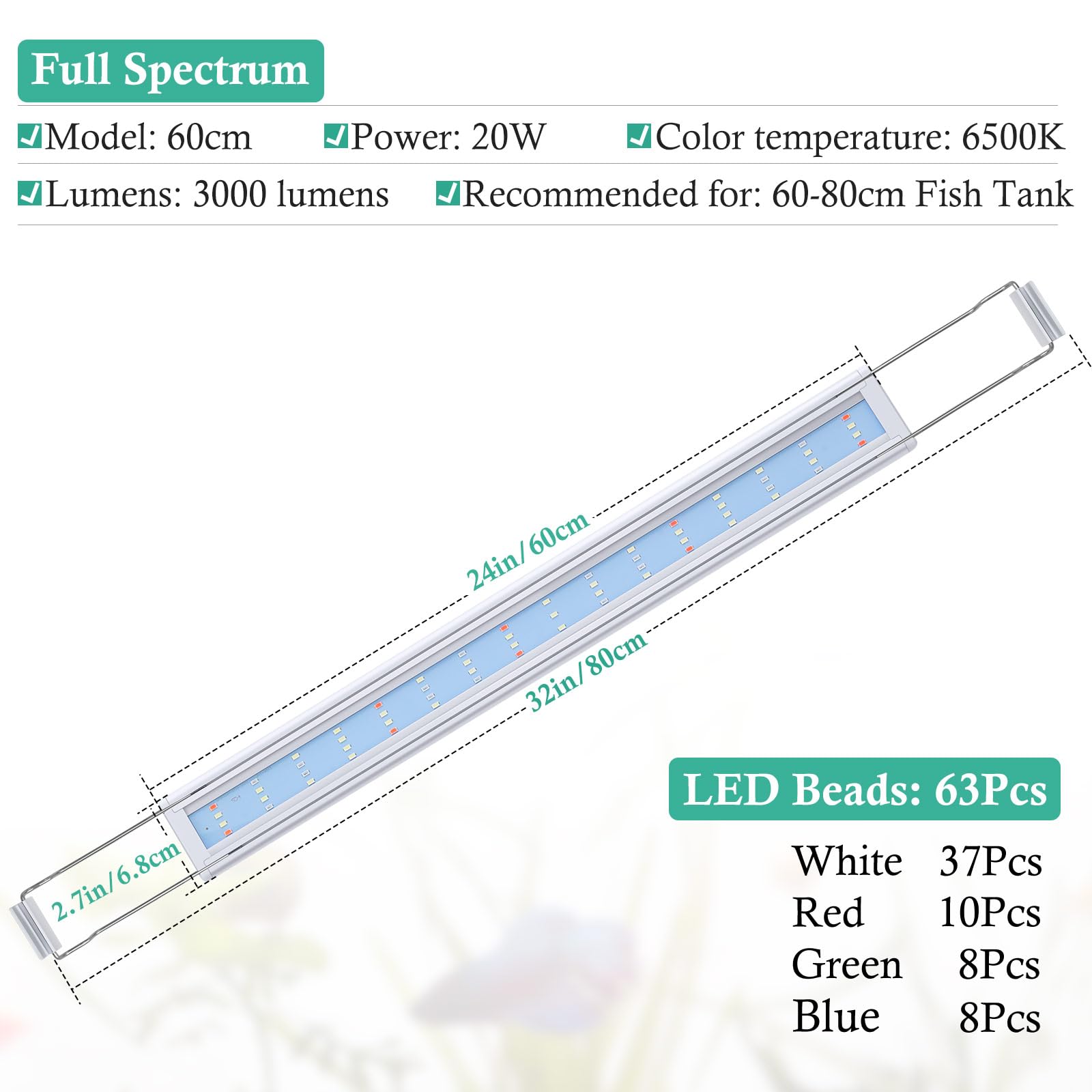 HITOP 24-32in light with extended brackets stabilizes tall tanks.