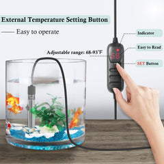 Hitop mini heater thick quartz glass construction offers durable and fish-friendly protection