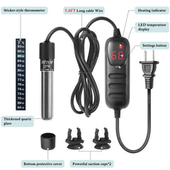 Hitop mini heater water-tank setup demonstrates safe submersion in small aquariums