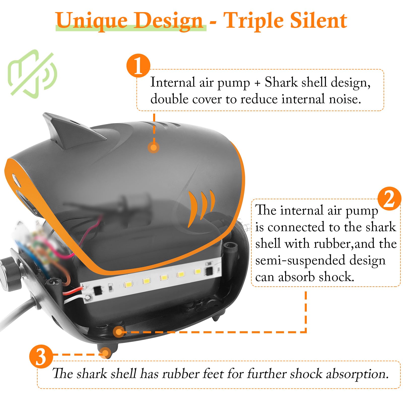 HITOP two-outlets aquarium air pump enables dual aeration lines for larger tanks.