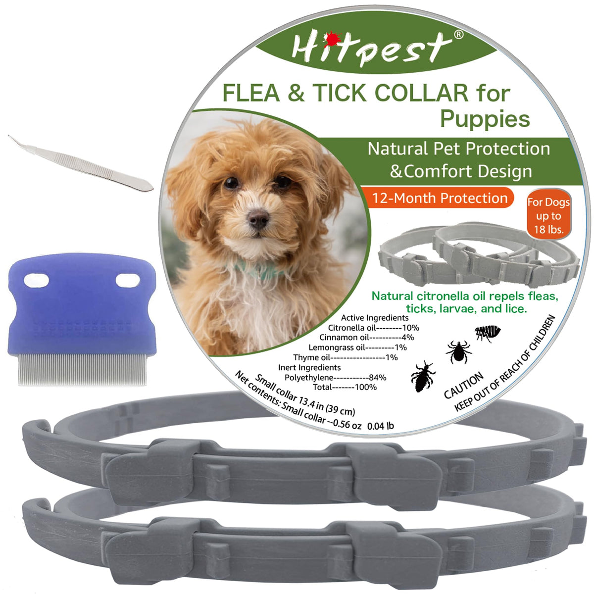 Hitpest flea-tick-collar puppies soft-band for comfortable protection during walks