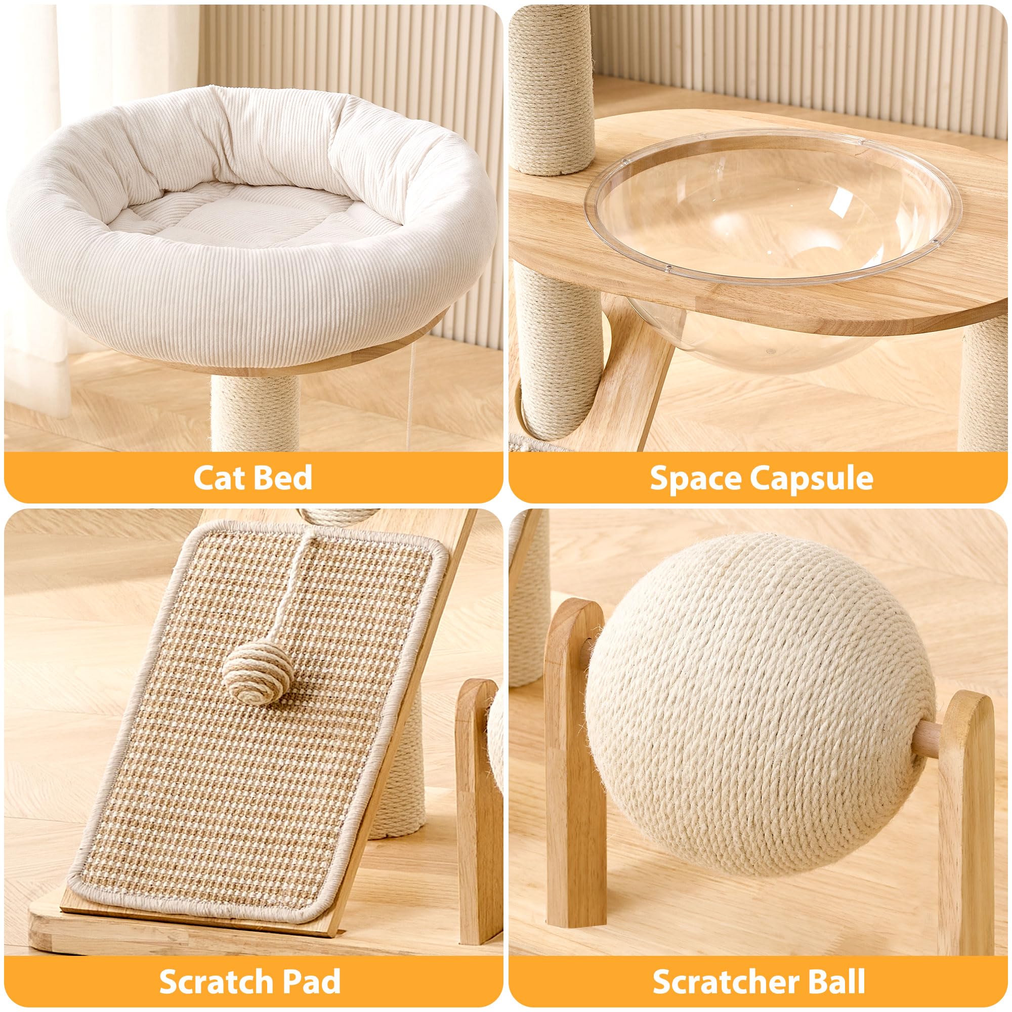 HITTITE easy-assembly corner cat tower fits any room corner.