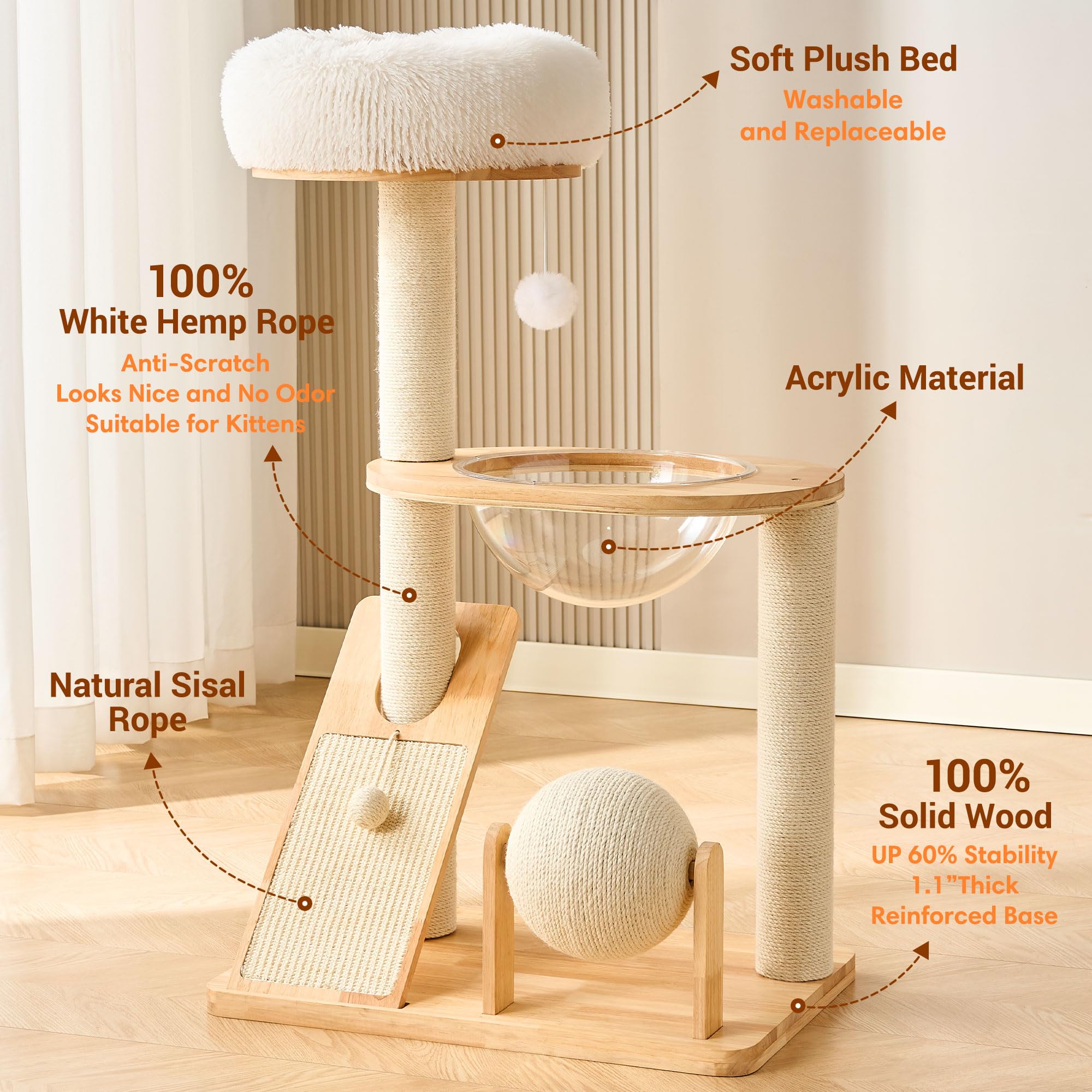 HITTITE space capsule bed on cat tree invites cozy resting