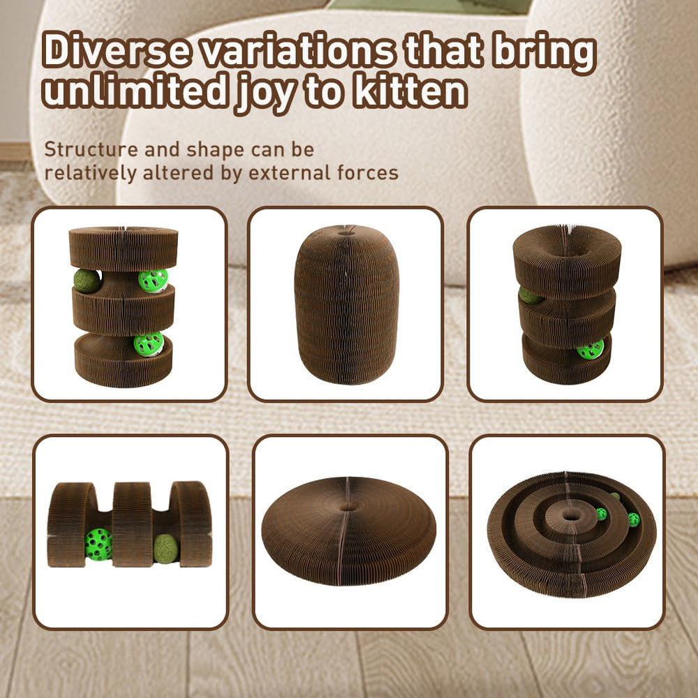 HivaolJoy cat scratch pad track-system facilitates chasing and scratching