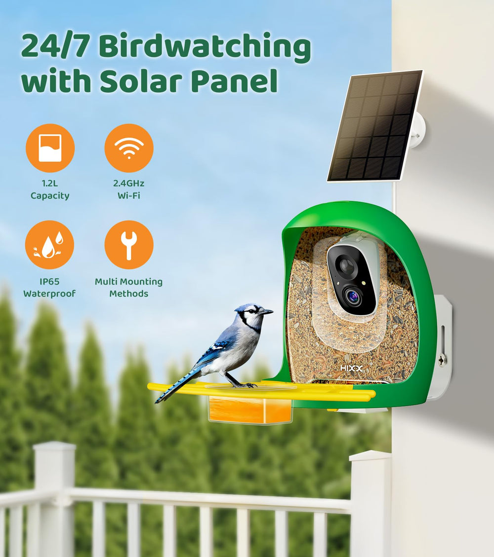 HIXX AI recognition demo identifies bird species at the feeder