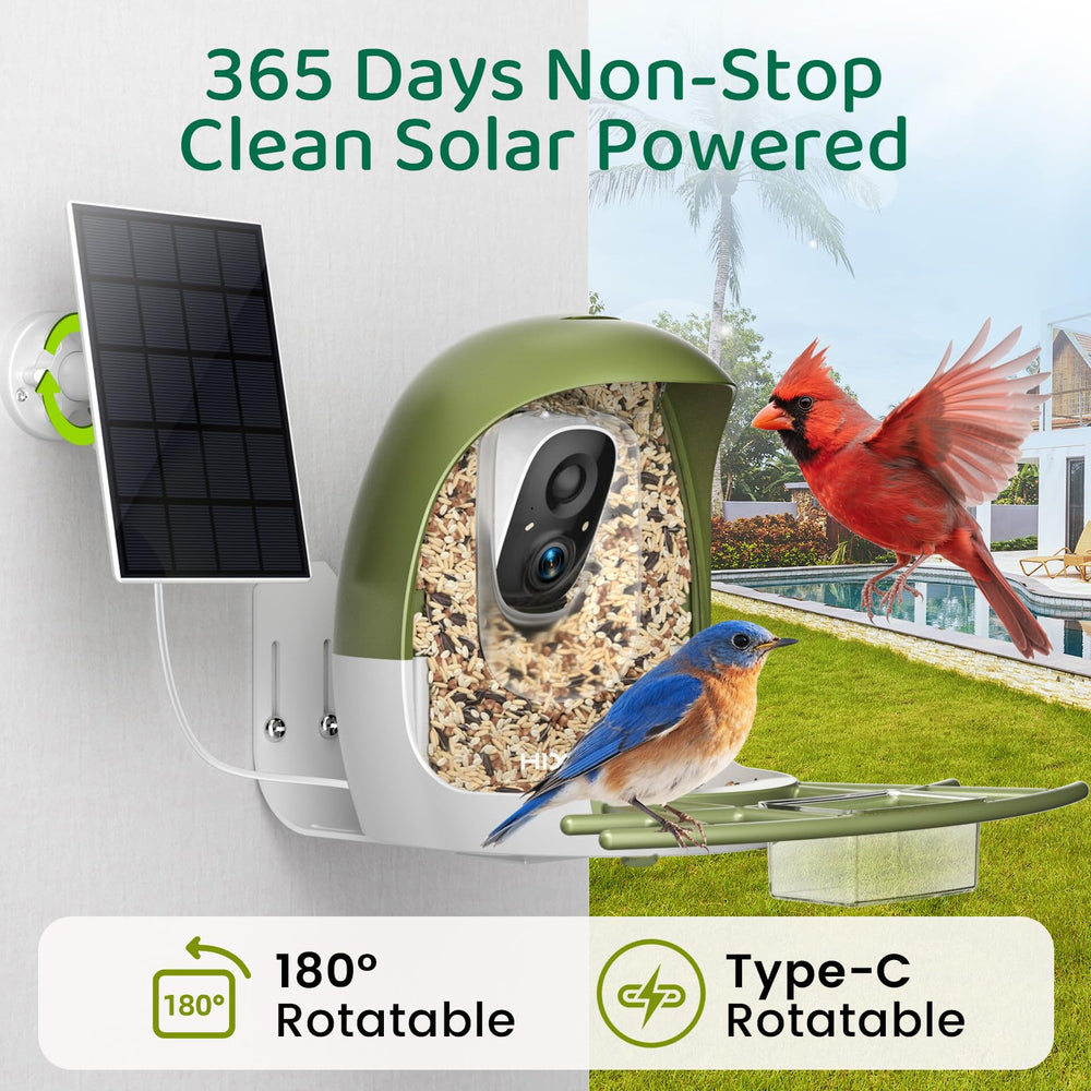 HIXX Solar panel and battery enable wireless, eco-friendly birdwatching