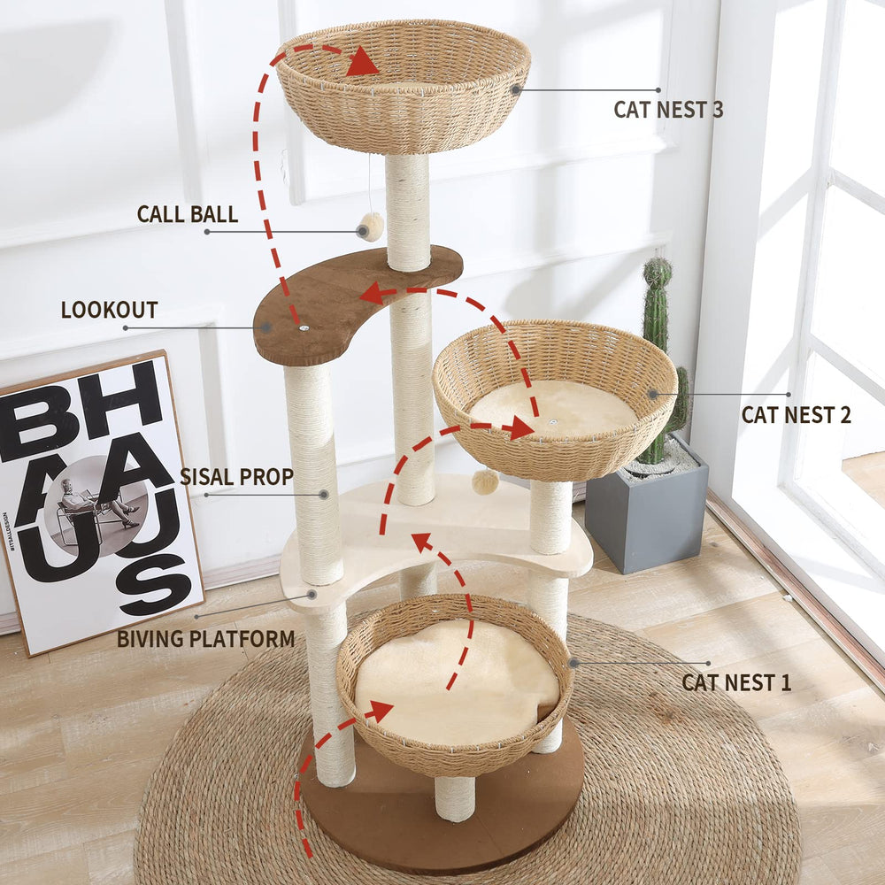 Hiyong cat tree top perch for large cats offers safe elevated observation