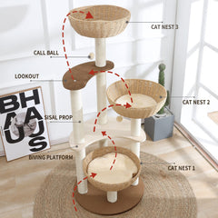 Hiyong cat tree top perch for large cats offers safe elevated observation