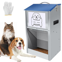 Hizmivos galvanized automatic dog feeder front view with a large 25-lb hopper for busy homes