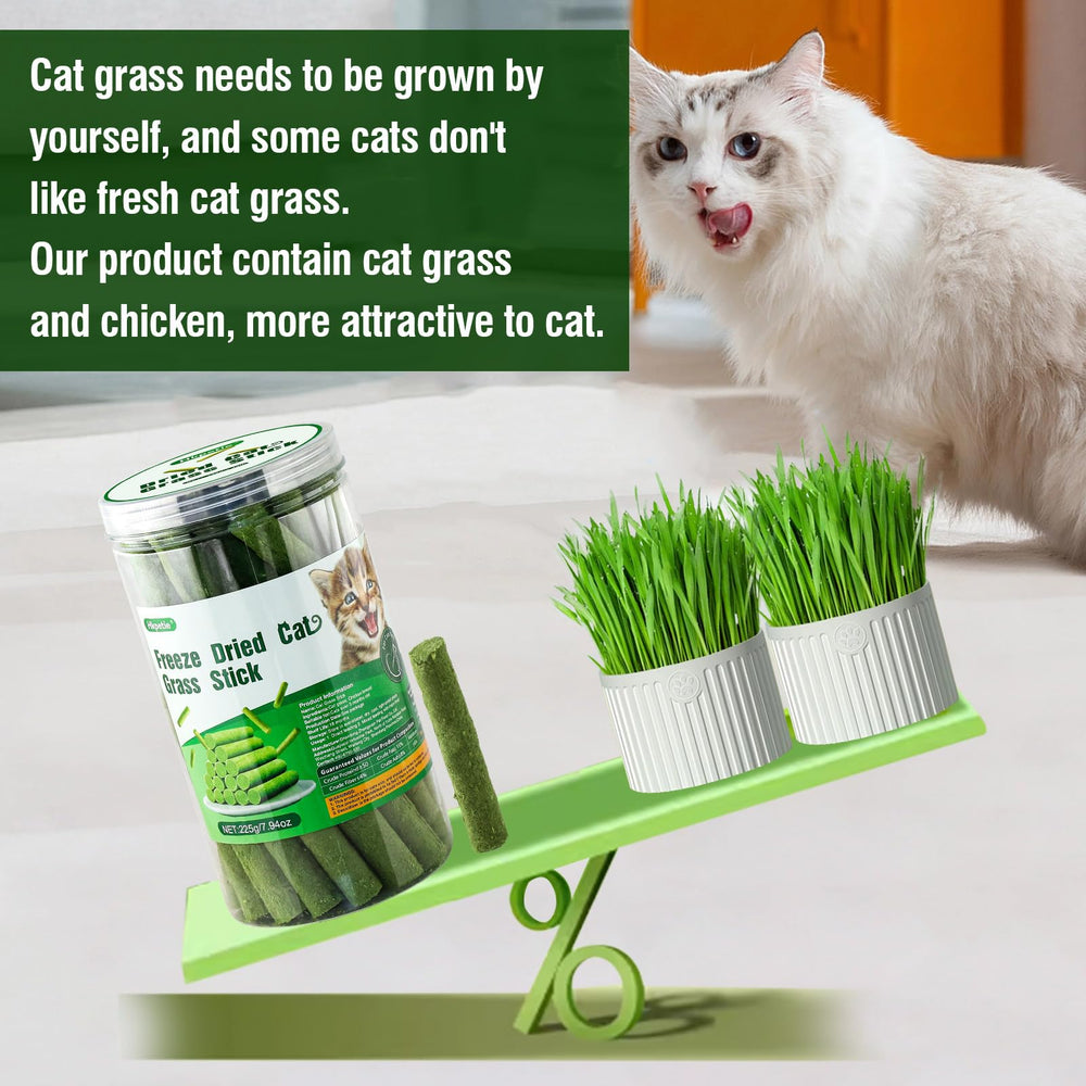 Hkpetie cat grass teething stick smiling cat evokes contentment after a flavorful chew