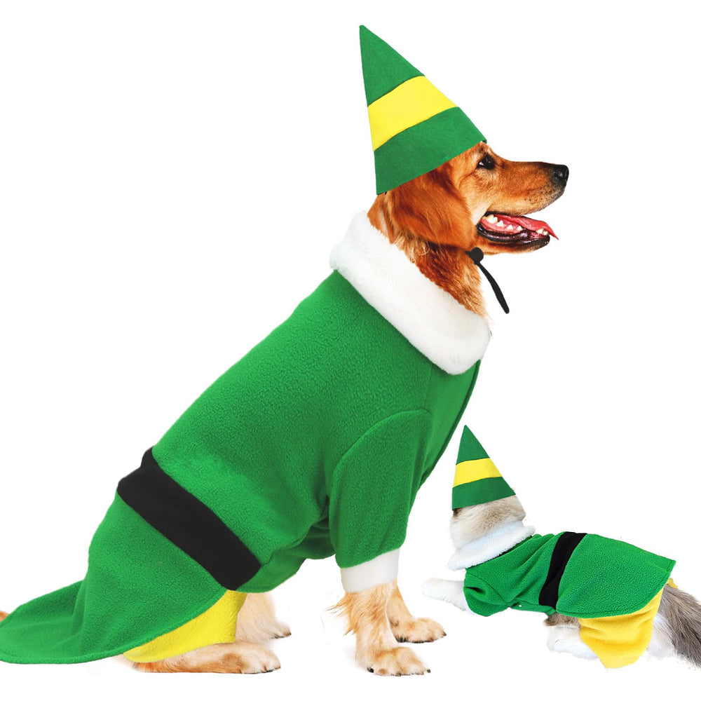 Hladce dog Christmas outfit with cap in green for festive photos