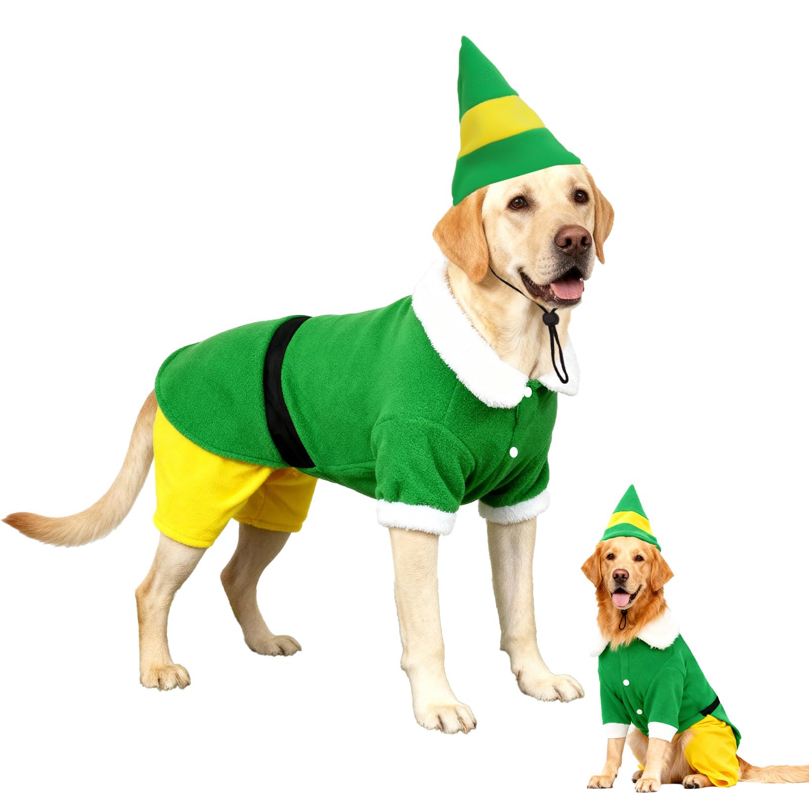 Hladce dog elf outfit with cap green keeps dogs cozy during winter photos