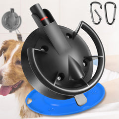 HLOGREE heavy-duty dog bathing suction cup mounted on tub for secure grooming.