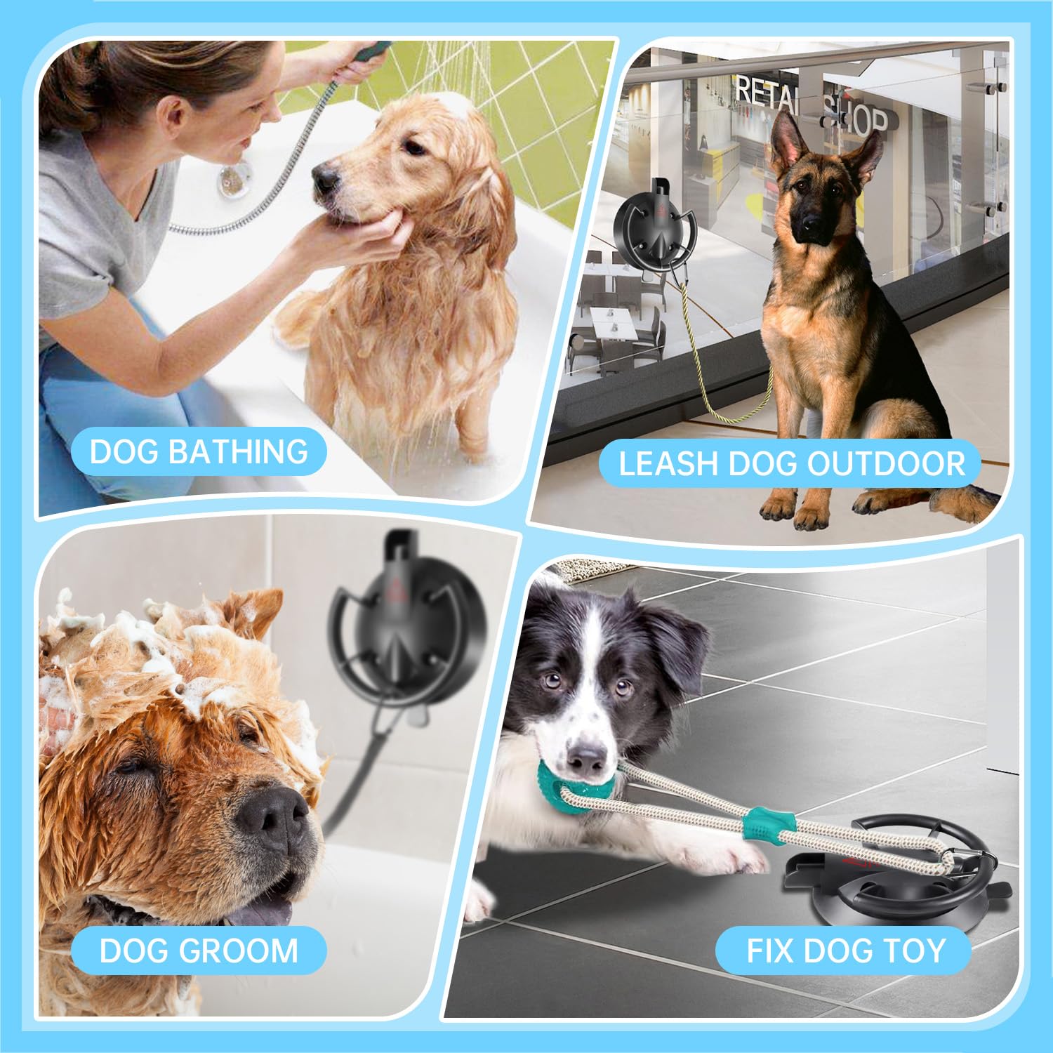 HLOGREE no-leash design helps safe, calm bath sessions.