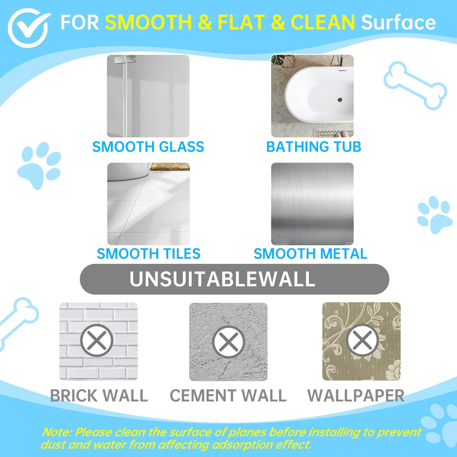 HLOGREE suction surface on tiled surfaces for firm hold.