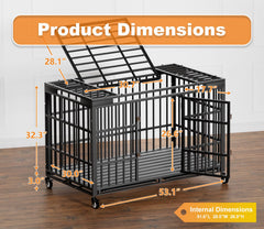 HMHTCT indestructible dog crate front door shows secure double latches in action.