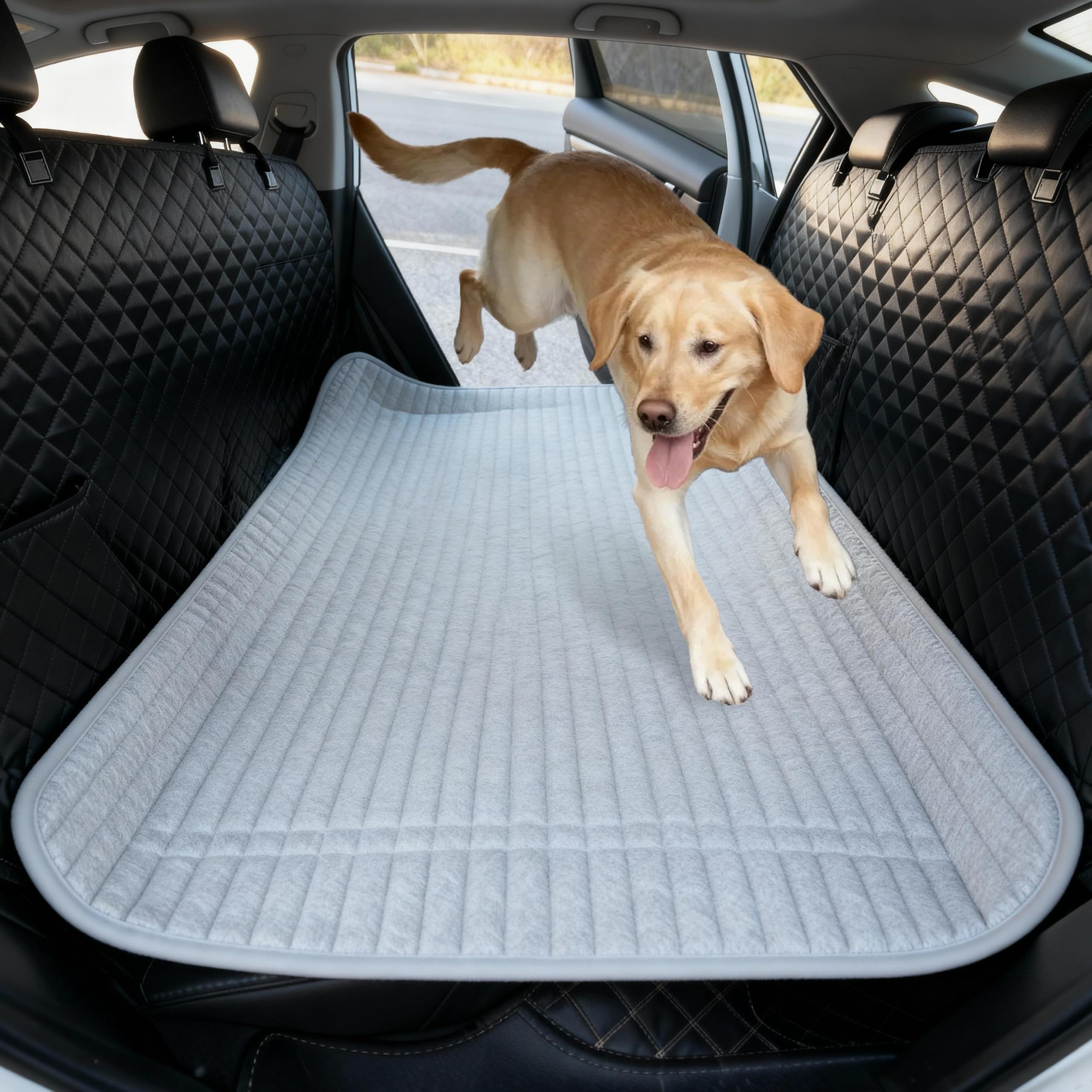 HMOCK backseat dog bed with Velcro keeps it secure for safe travels.
