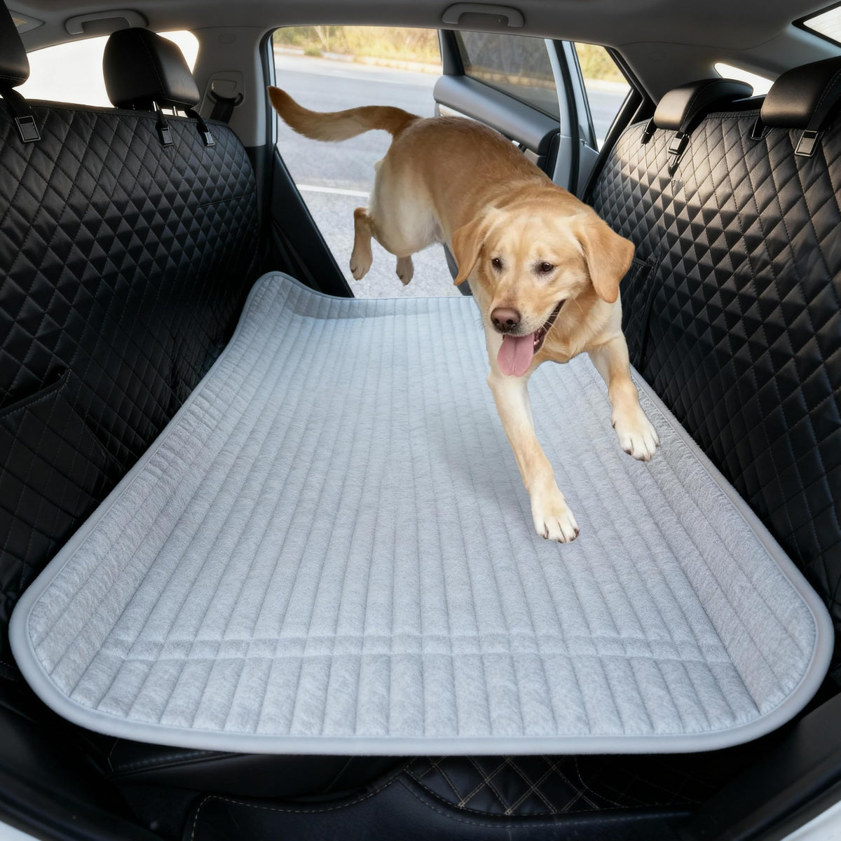 HMOCK backseat dog bed with Velcro keeps it secure for safe travels.
