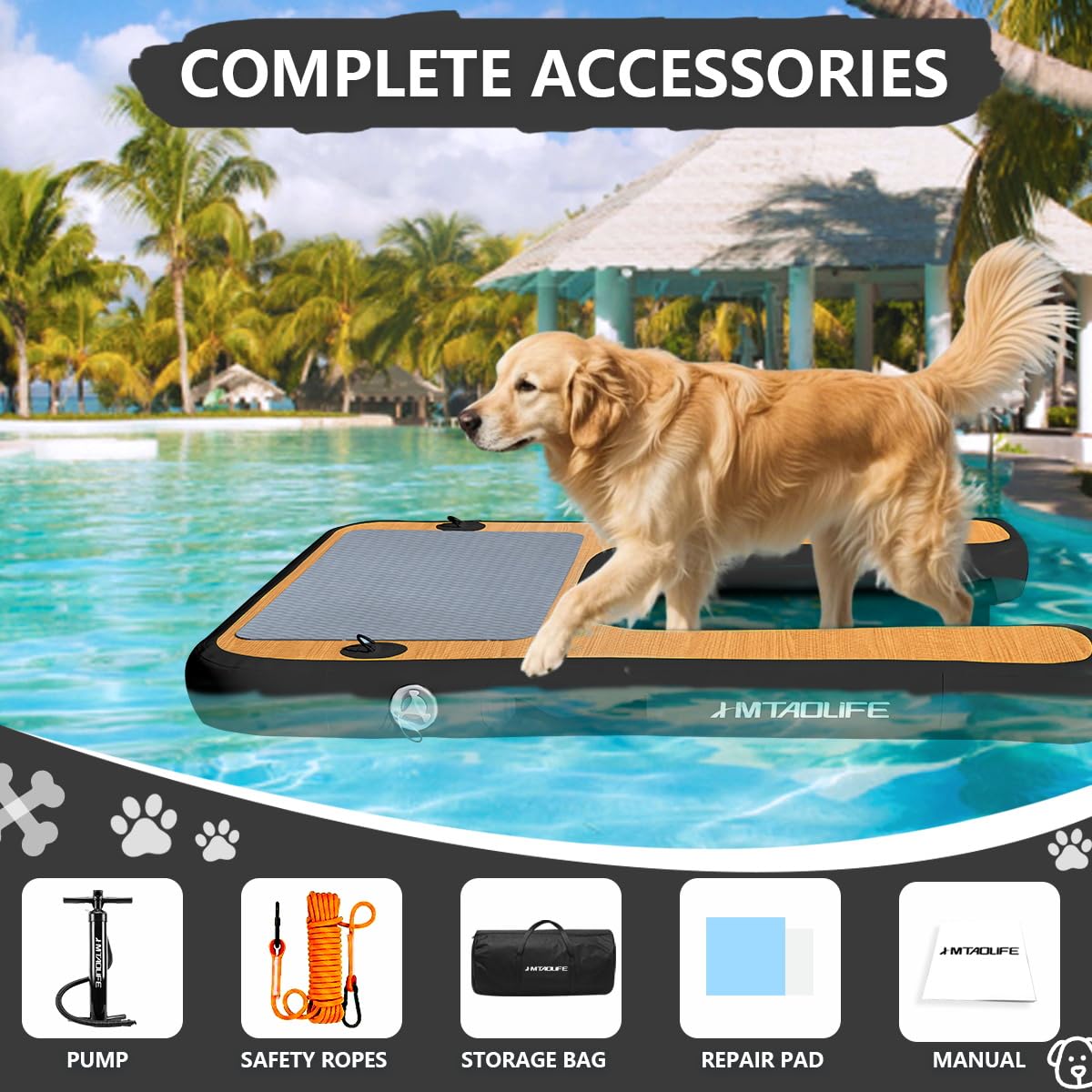 Hmtaolife dog ramp enables relaxed, enjoyable water play.