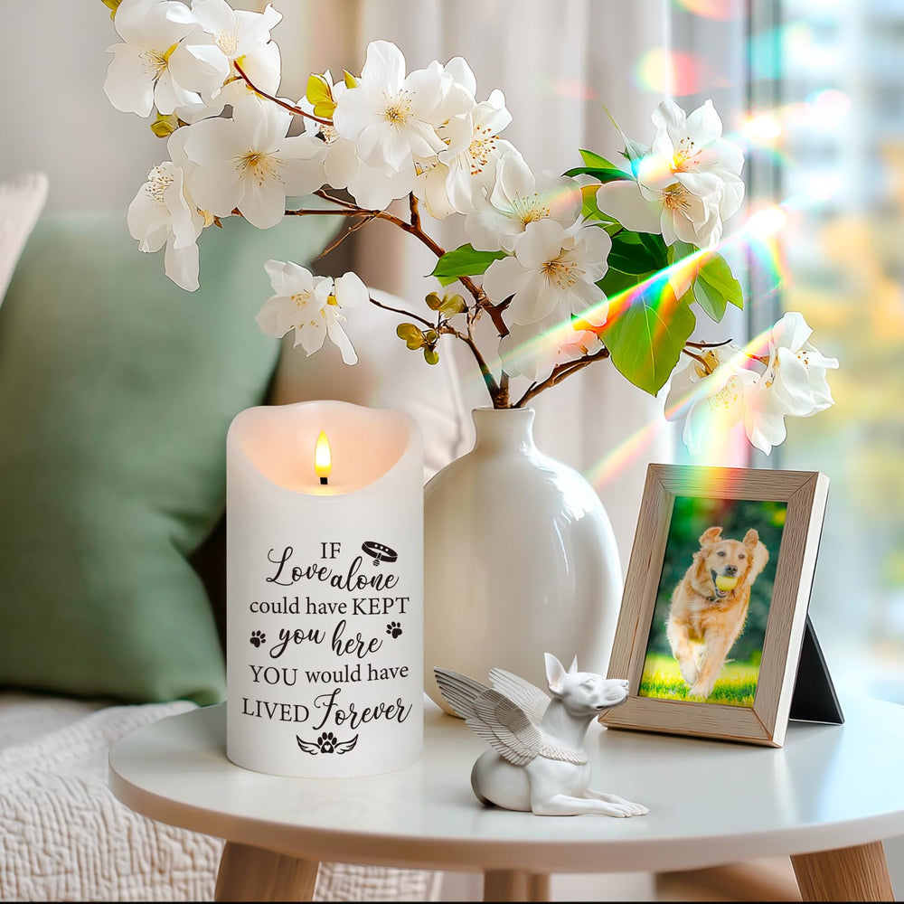 HN HAIINAA memorial candle surface features printed words honoring memories.