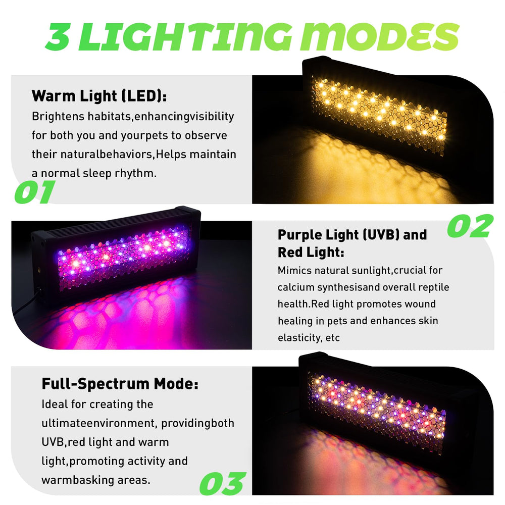 HNRLOY UVB Reptile Light Bar side view highlights durable aluminum shell for long-term use.