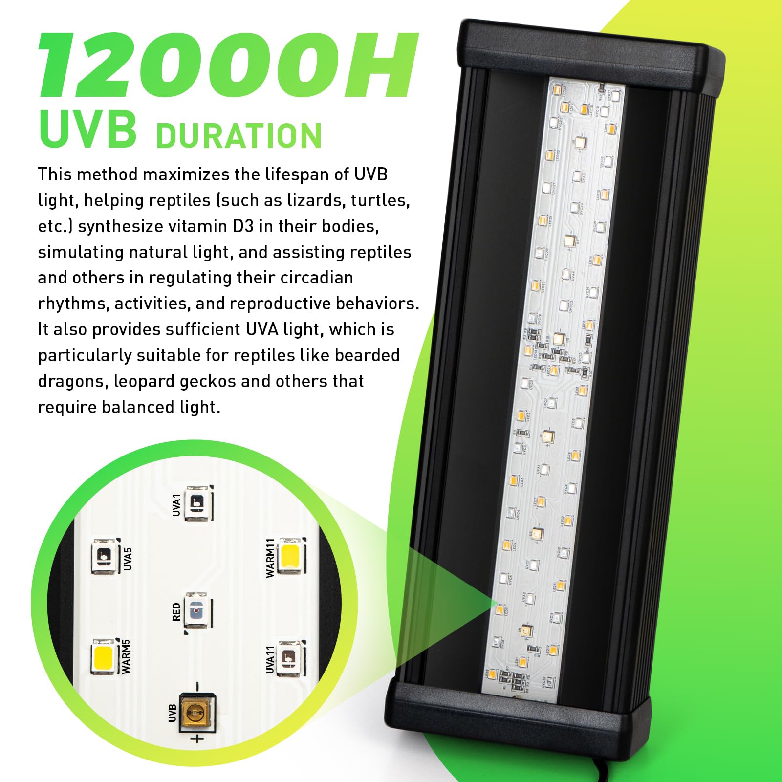 HNRLOY UVB Reptile Light Bar timer control focuses on automated day-night cycles.