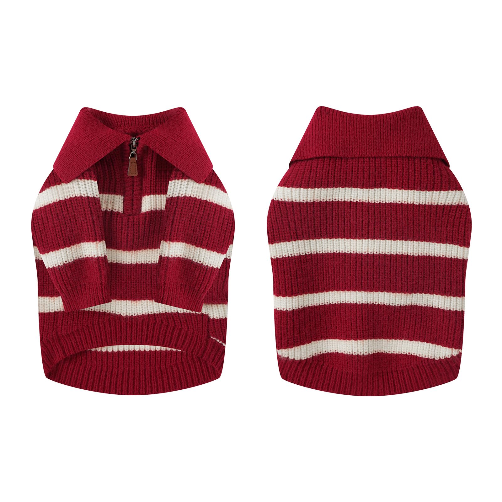 Hó Pêng-iú Small Dog Sweater with Zipper polo collar detail for style.