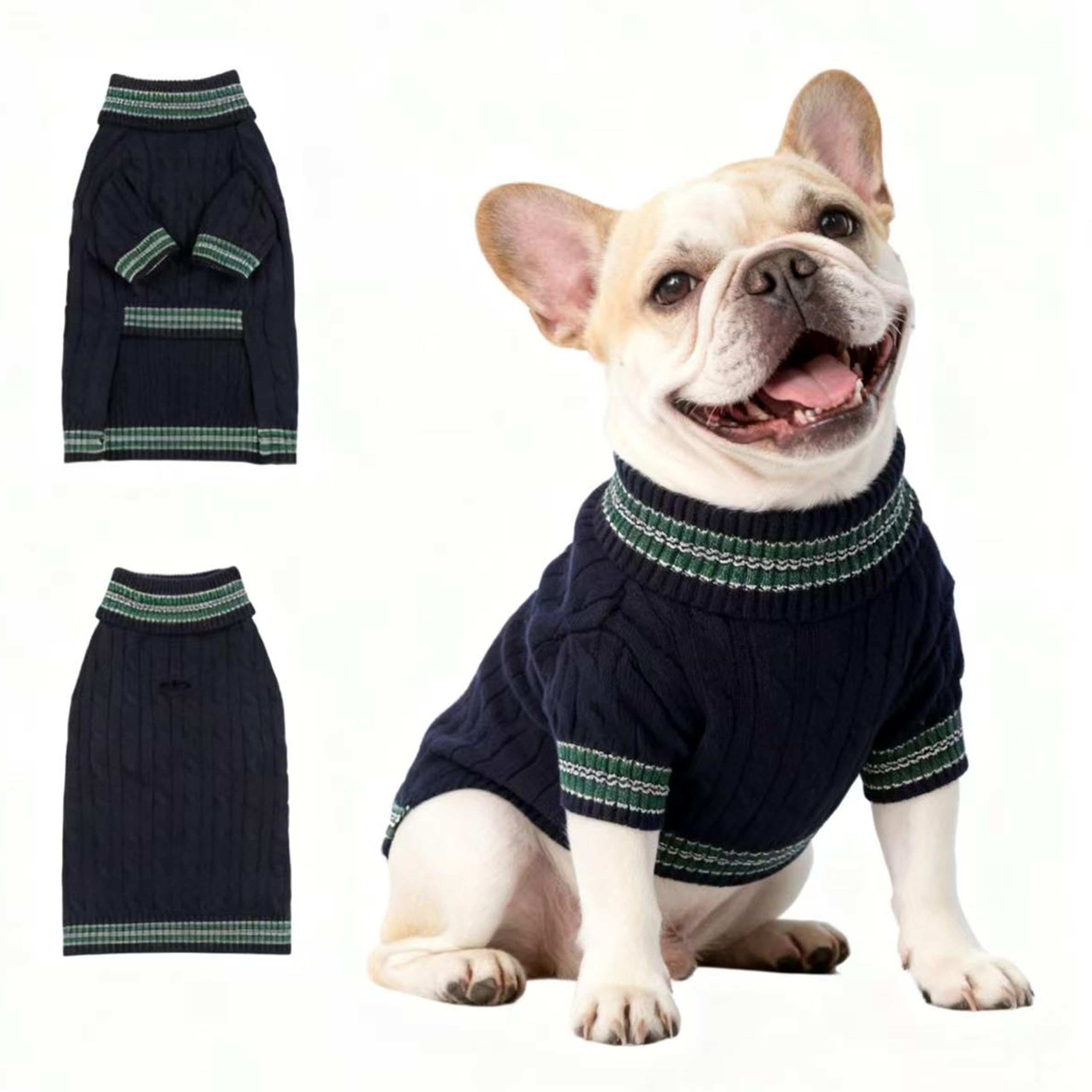 Ho Peng-iu blue dog sweater front view for cozy daily walks.