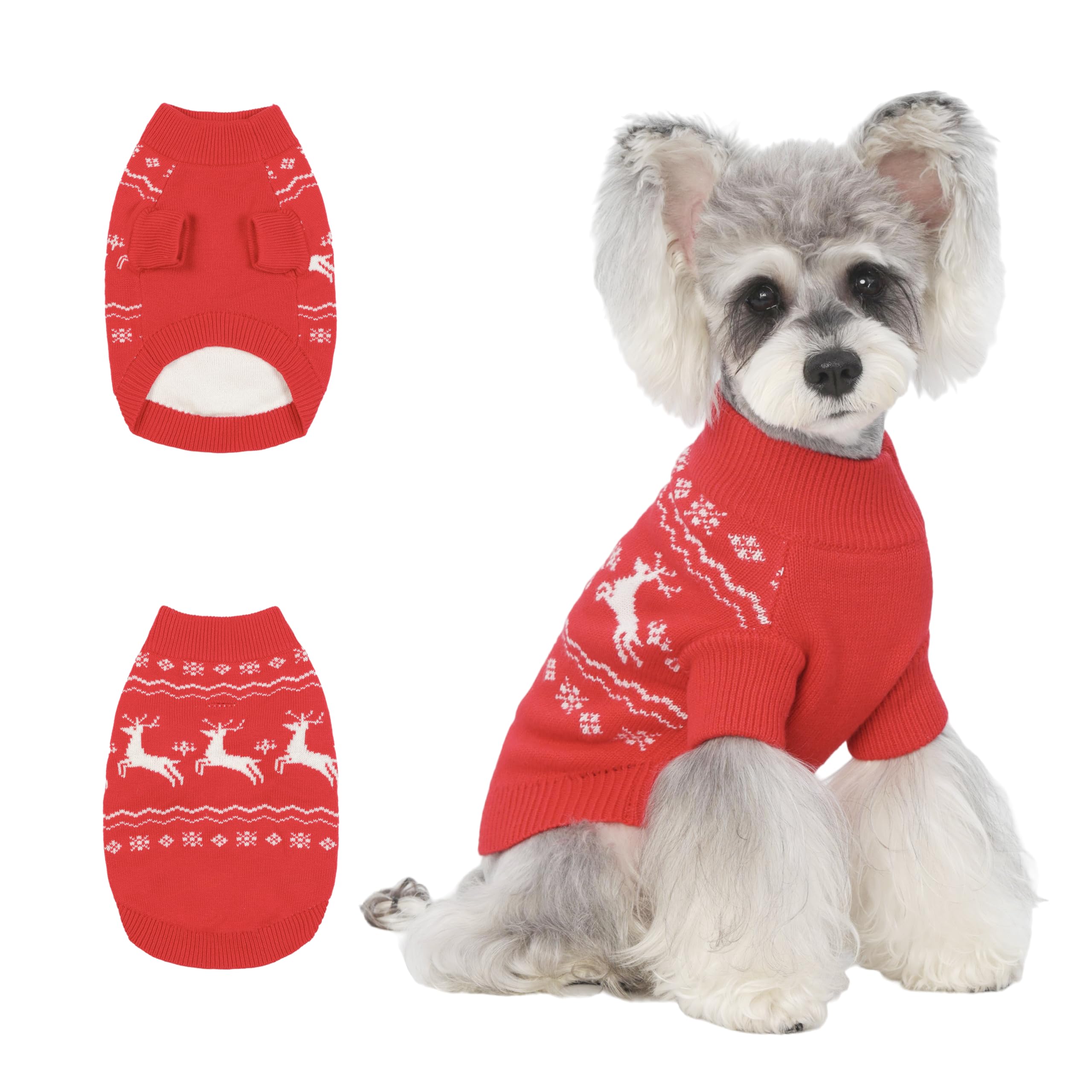 Hó Pêng-iú Christmas dog sweater with red pattern for cozy winter wear