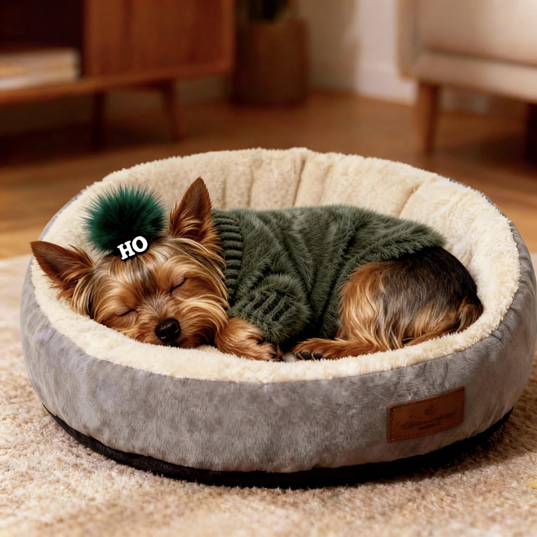 Hó Pêng-iú dog sweater green turtleneck detail showcasing adorable furry style for walks