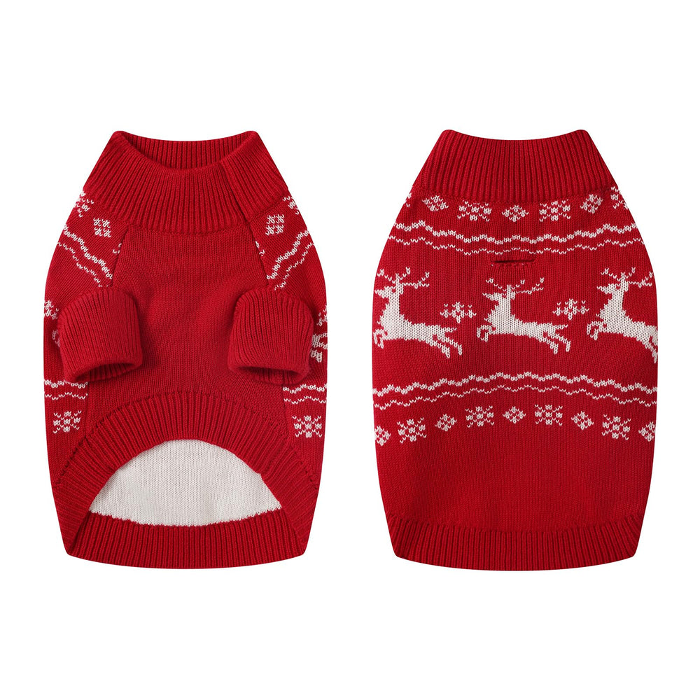 Hó Pêng-iú dog sweater features reindeer snowflake detail for festive photos