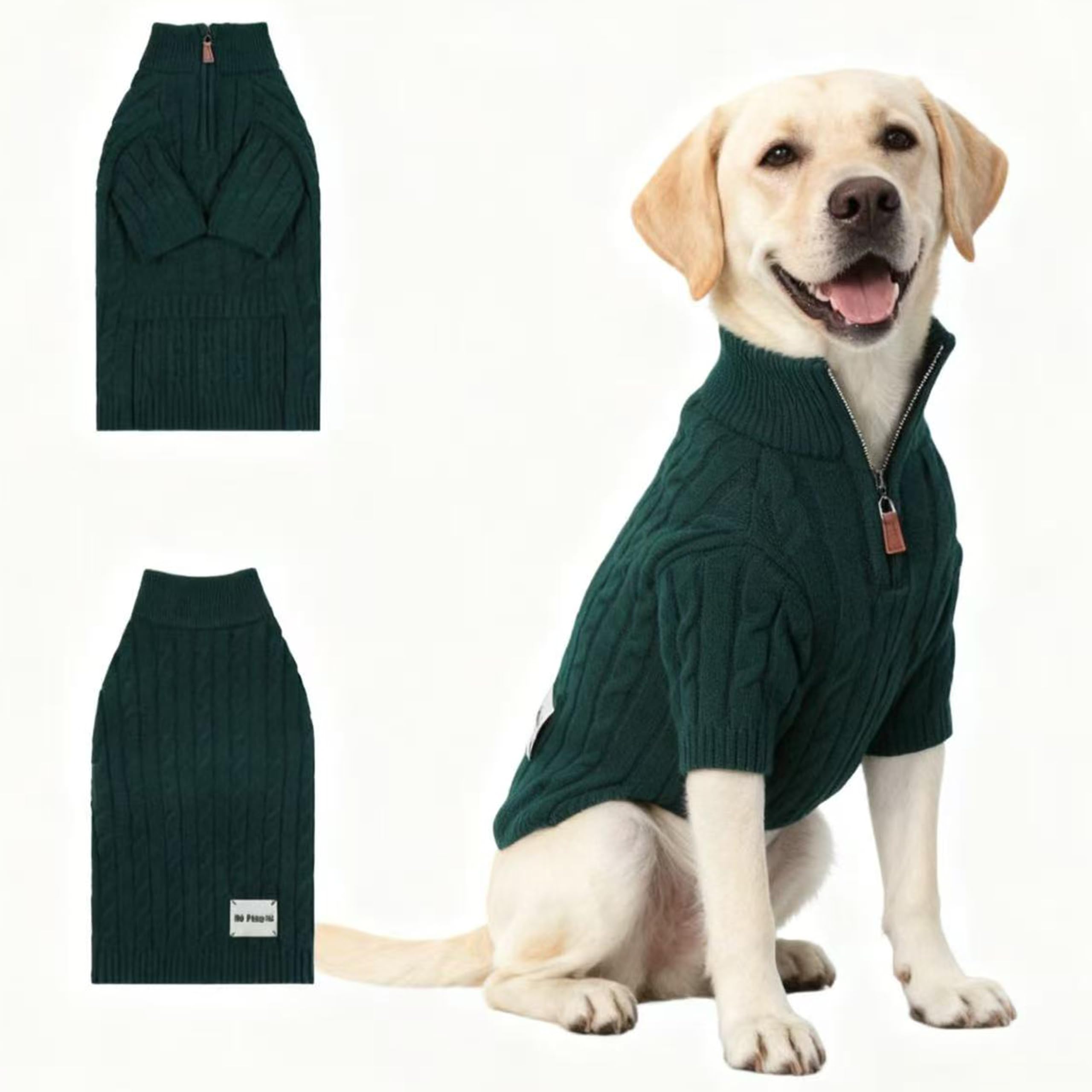 Hó Pêng-iú dog sweater with zipper – zipper-front-view for easy dressing