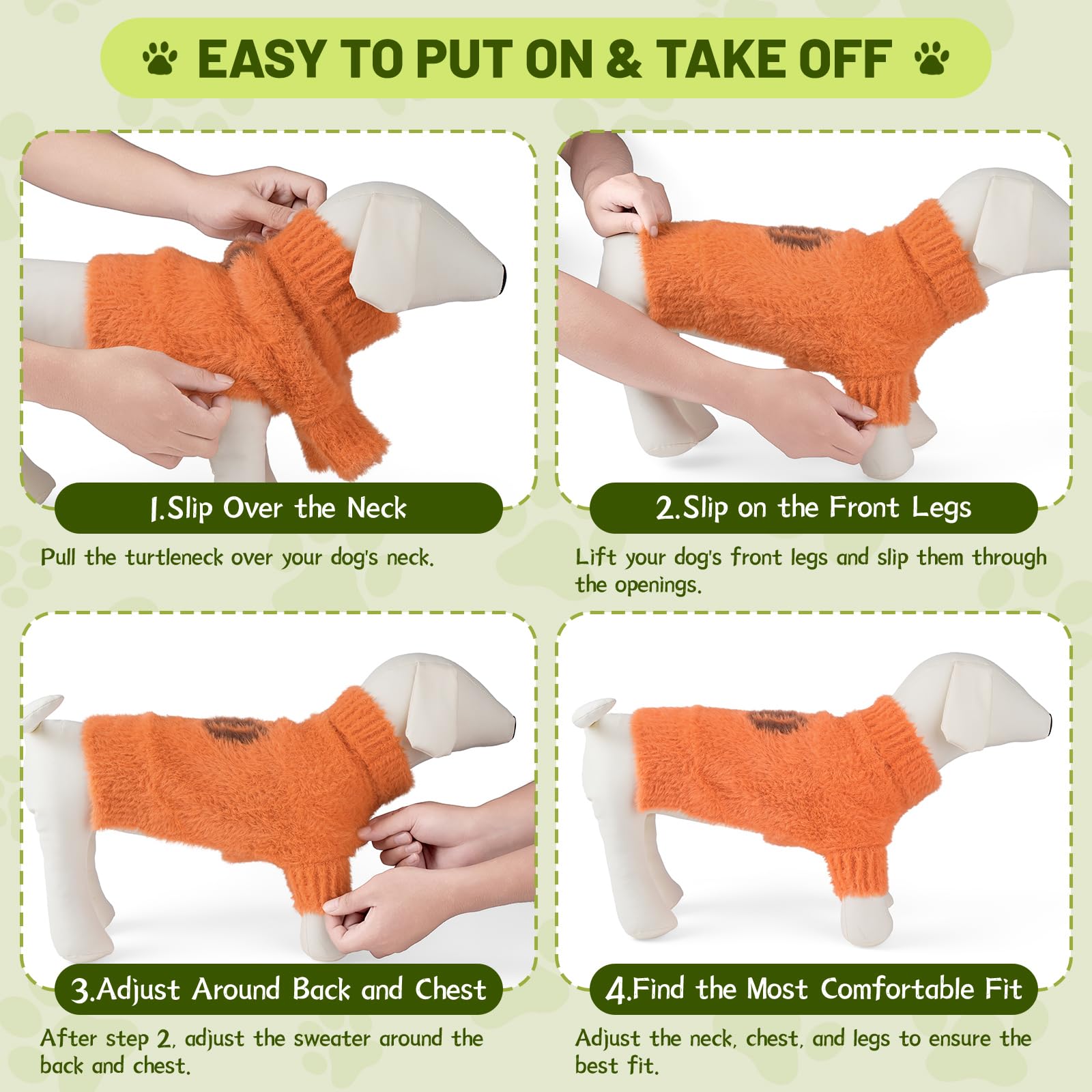 Hó Pêng-iú small dog furry pullover sweater orange stretchy fabric detail supports easy on and off