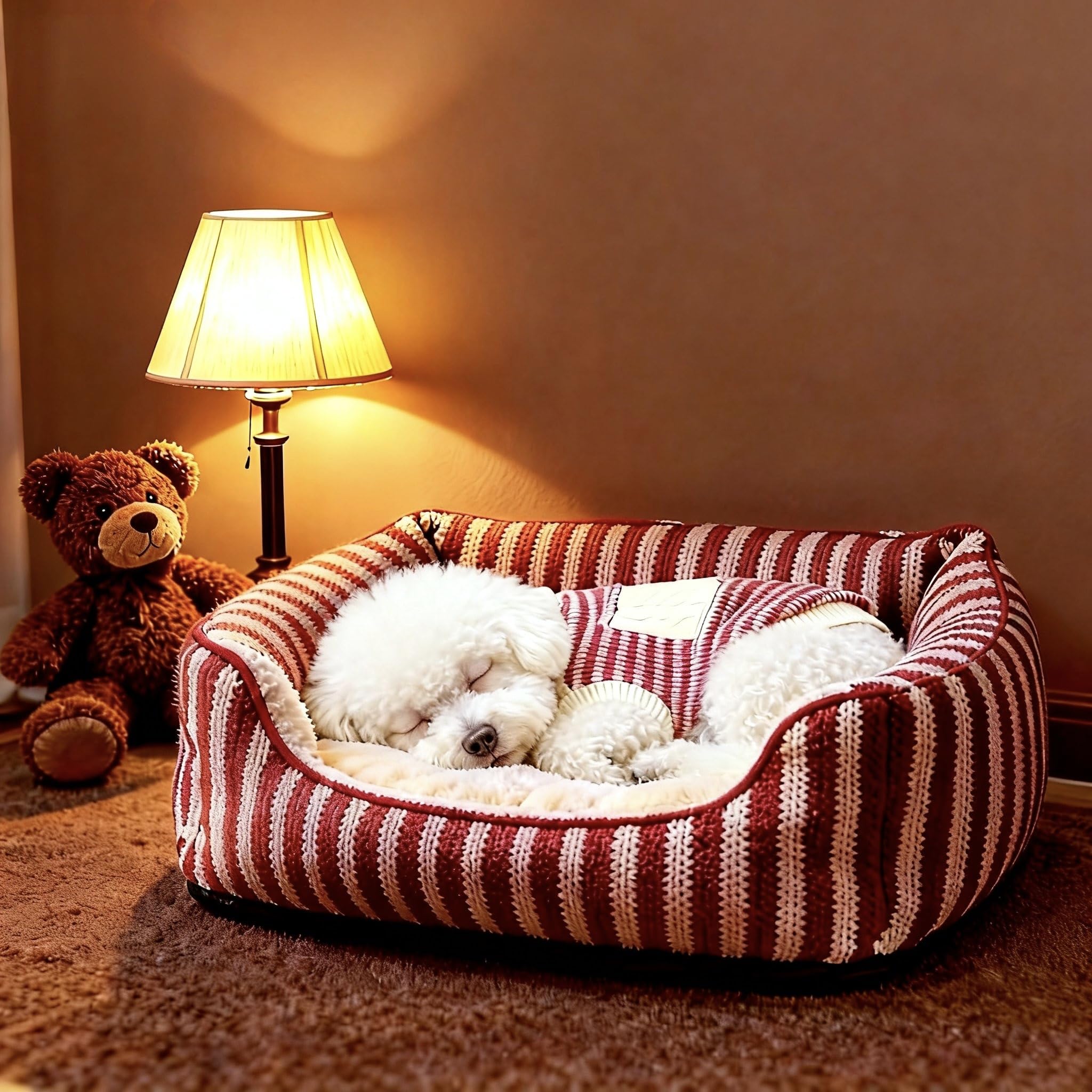 Hó Pêng-iú small dog sweater striped red and white side view shows flexible fit