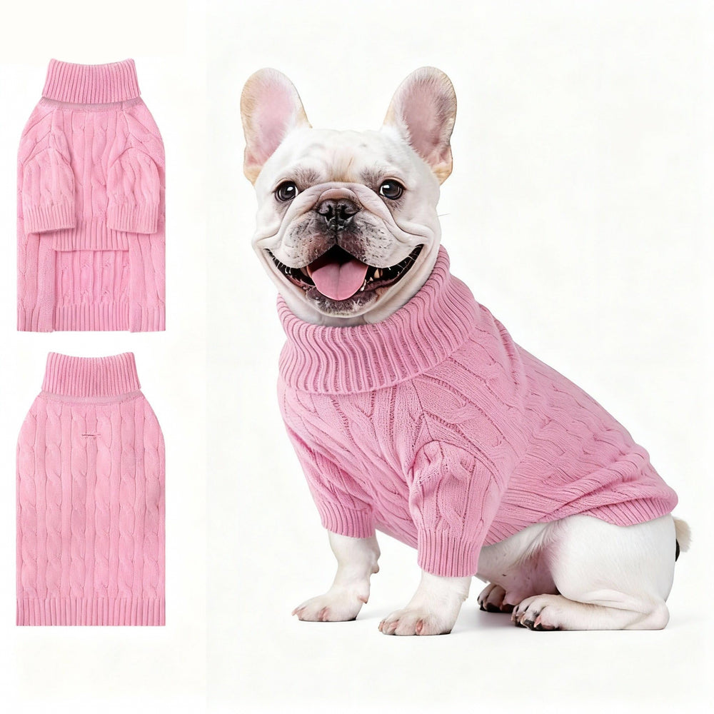 Hó Pêng-iú small dog thermal pullover pink turtleneck provides cozy warmth for chilly walks.