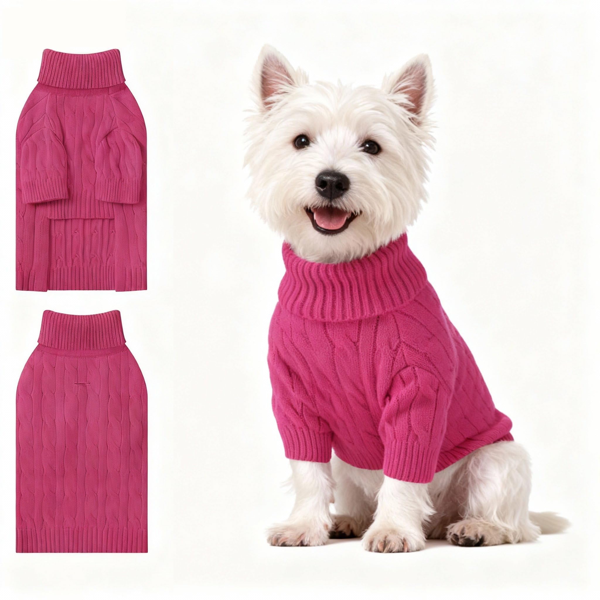 Hó Pêng-iú small dog thermal pullover hot pink knit for cozy winter warmth