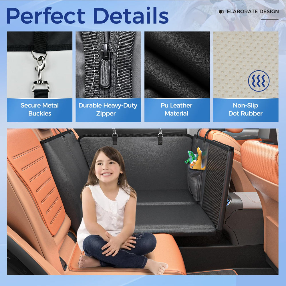 HOB4U back seat extender easy install and cleaning—setup in seconds and quick wipe-down.