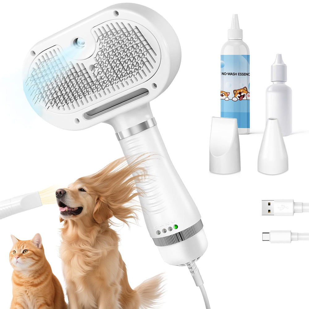 HOB4U Cat Steam Brush shows the dryer function for fast grooming and quick fur drying.