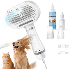 HOB4U Cat Steam Brush shows the dryer function for fast grooming and quick fur drying.