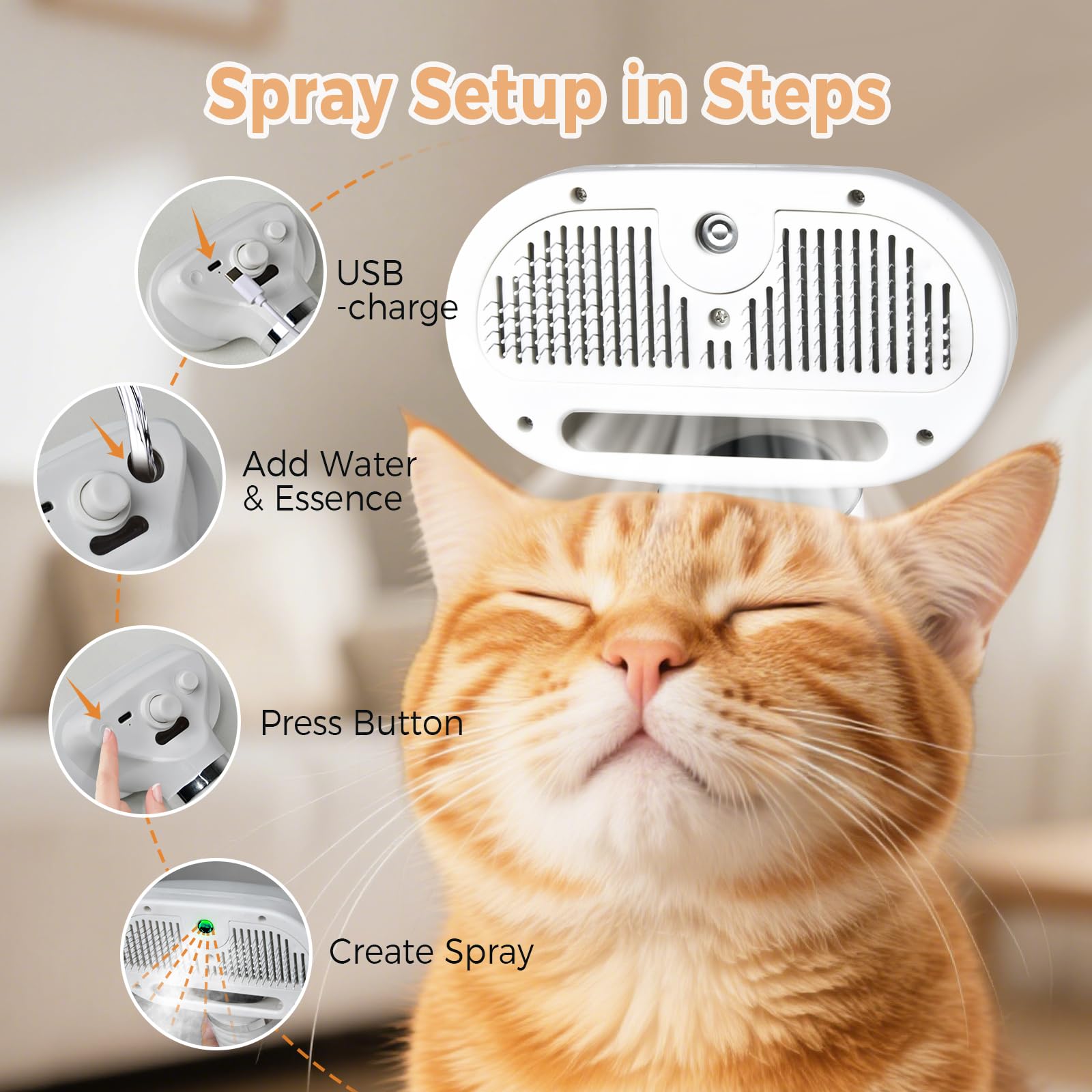 HOB4U Cat Steam Brush safe materials provide gentle massaging contact.