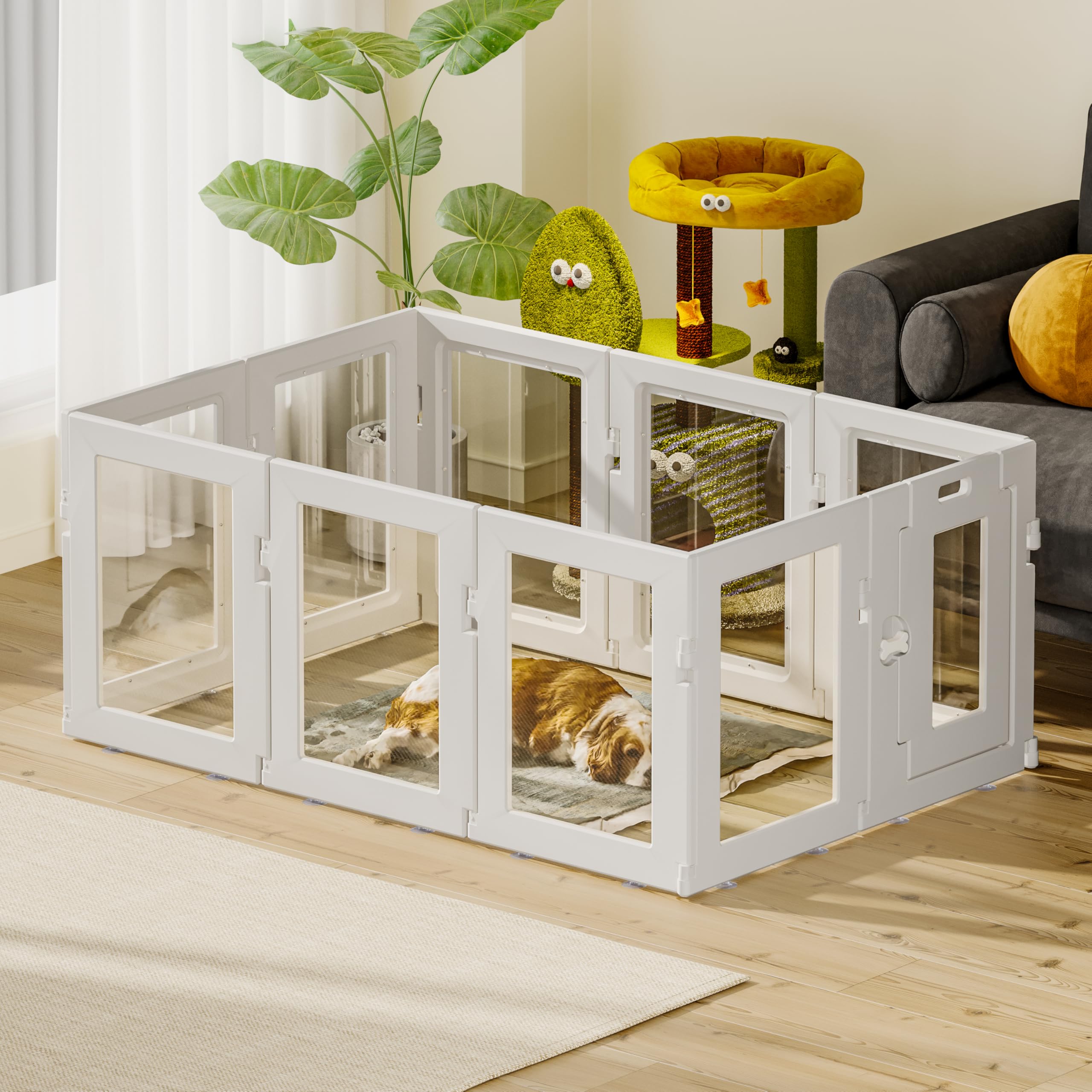 Hoencraft floor-protecting panels prevent scratches while pets play