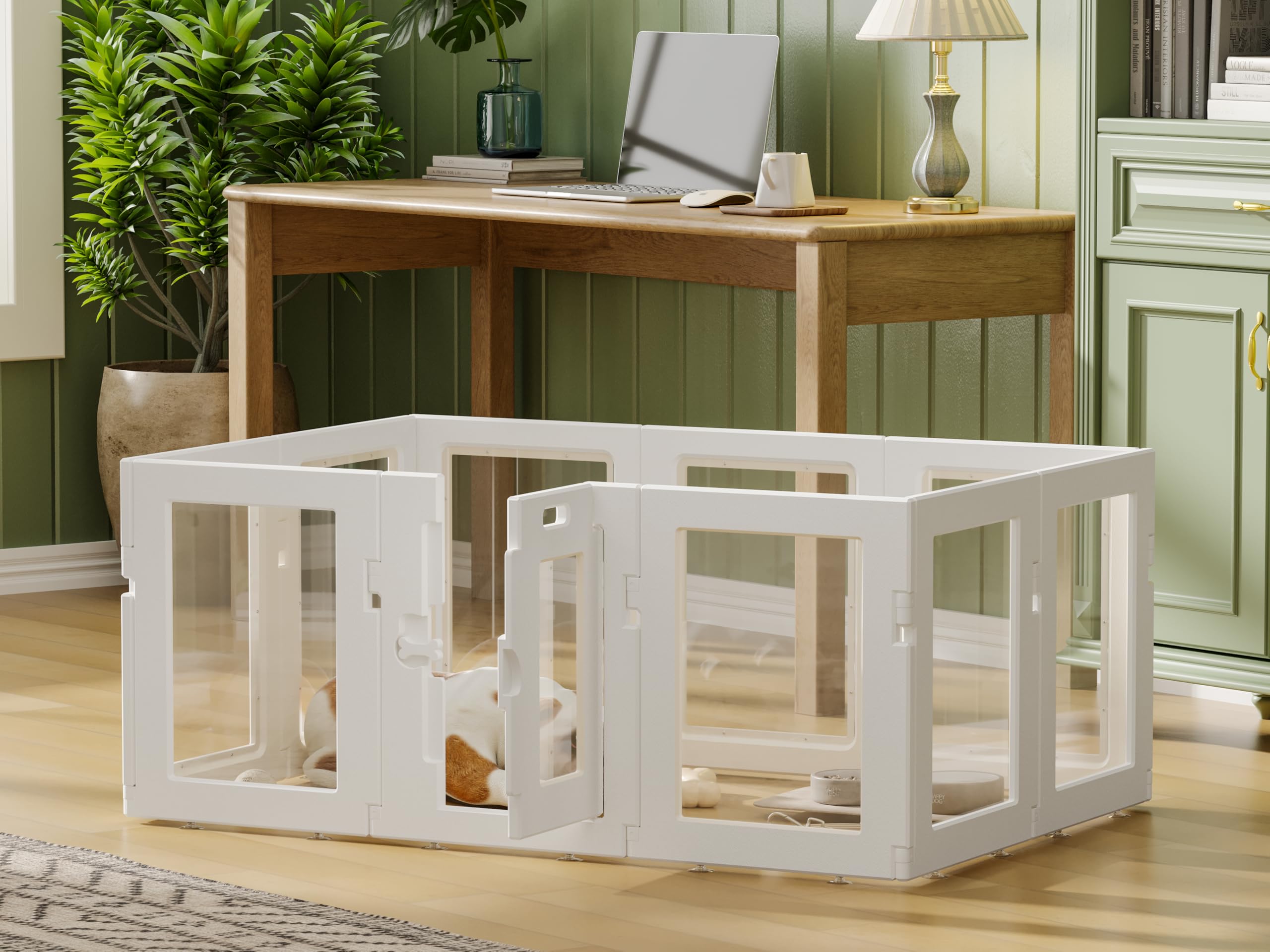 Hoencraft white indoor pet fence blends with decor while keeping pets safely contained
