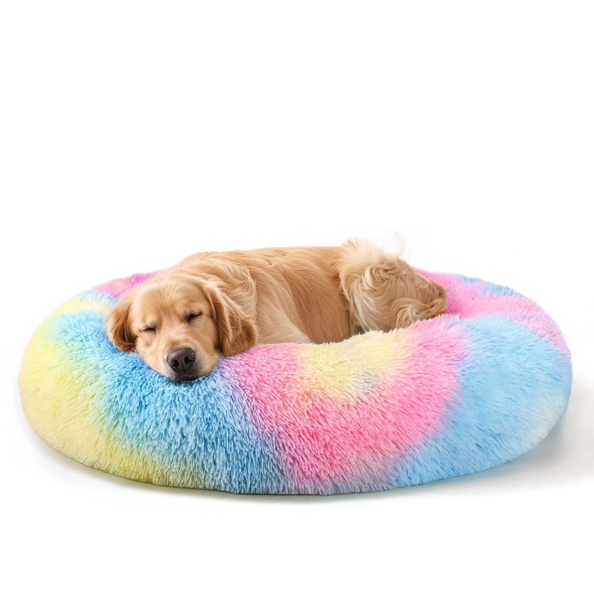 Hoewina dog bed 32inch front view with raised edges for neck support and secure lounging