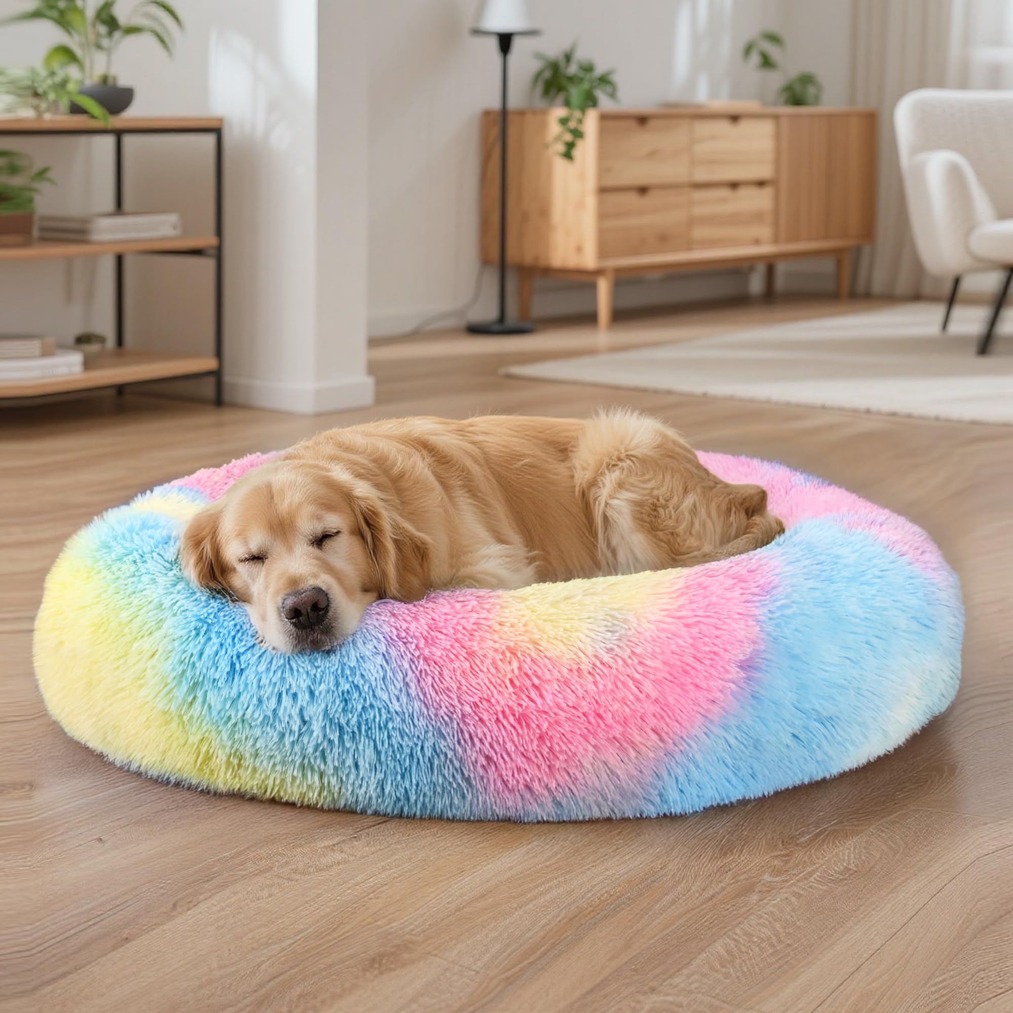 Hoewina dog bed ultra-soft plush material provides cozy winter comfort