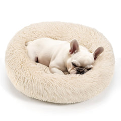 Hoewina round light brown plush closeup for luxurious comfort in small dogs.