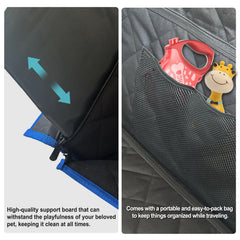 H HOH-Tech back seat extender seat-protection shot shows interior protection from dirt and hair.