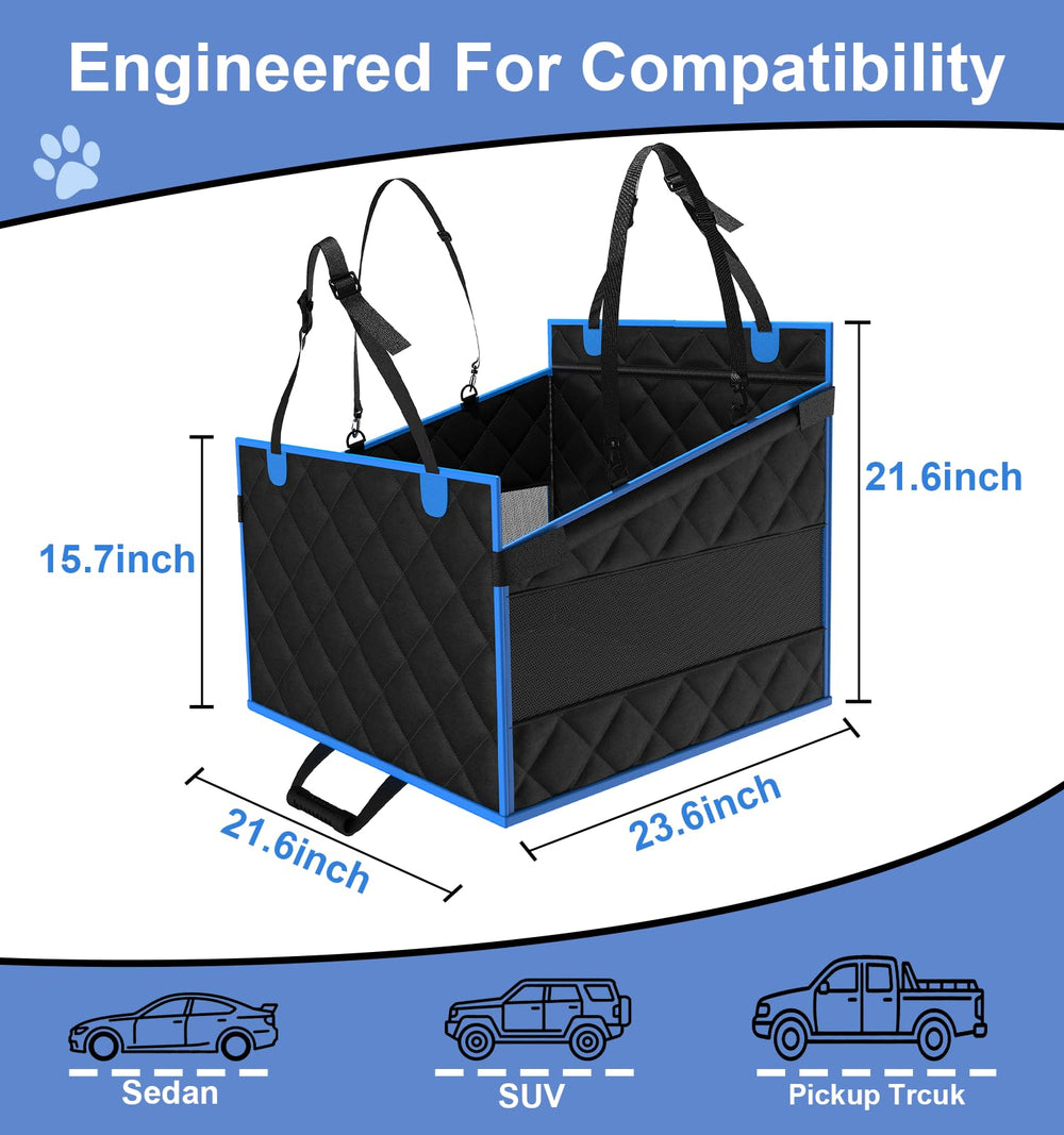 H HOH-Tech back seat extender side view demonstrates quick installation and secure fit.